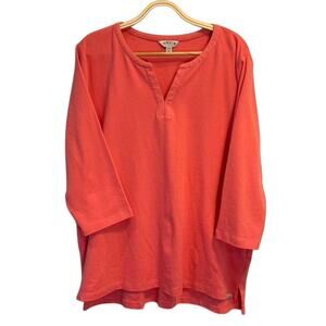 Orvis Coral Womens 3/4 Sleeve Pima Cotton Top